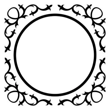 Round frame with vintage corner Stock Illustration