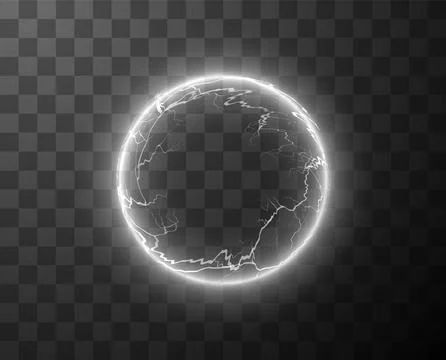 Round frame with white electrical lightning discharges. Stock Illustration