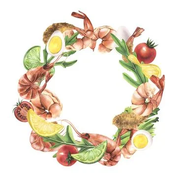 Round frame, wreath empty template with white background for text, information Stock Illustration