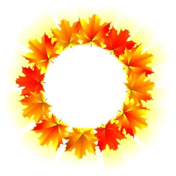 Round frame of yellow maple leaves Stock Illustration