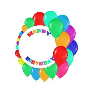 Round frames of colorful balloons in the style of realism. to design cards Stock Illustration