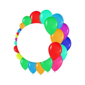 Round frames of colorful balloons in the style of realism. to design cards Stock Illustration