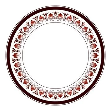 Round frames for design with Greek key, meander. Circle frame. Egyptian, Assyria Stock Illustration