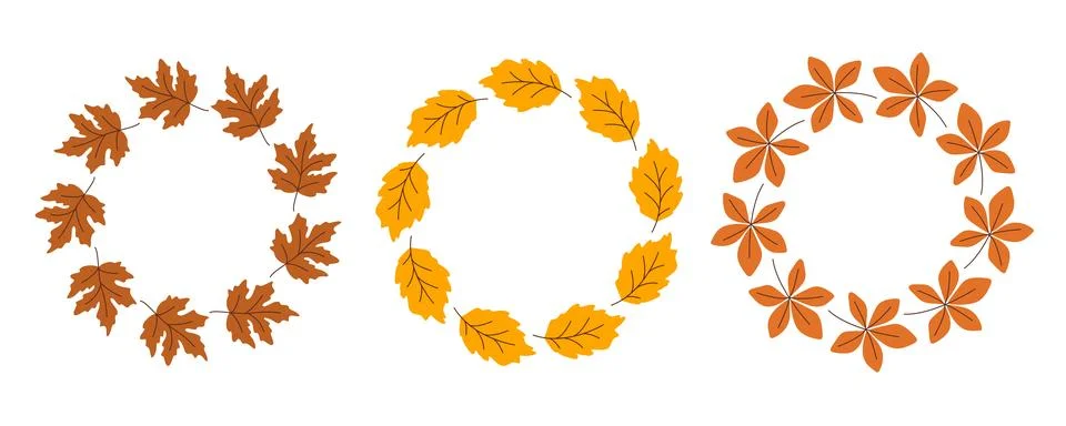 Round frames with fall leaves border Stock Illustration