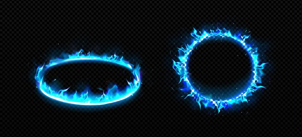 Round frames with fire. Burning rings with flame 스톡 일러스트