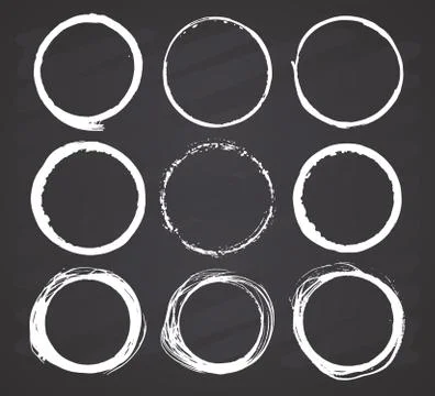 Round Frames, grunge textured hand drawn elements set, vector illustration on Stock Illustration