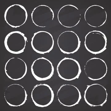 Round Frames, grunge textured hand drawn elements set, vector illustration on Stock Illustration