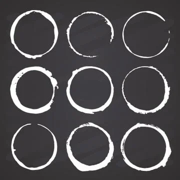 Round Frames, grunge textured hand drawn elements set, vector illustration on 스톡 일러스트