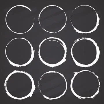 Round Frames, grunge textured hand drawn elements set, vector illustration on イラスト素材