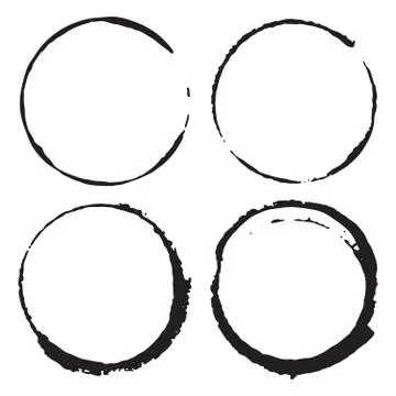 Round Frames, grunge textured hand drawn elements set, vector illustration Illustrazione stock