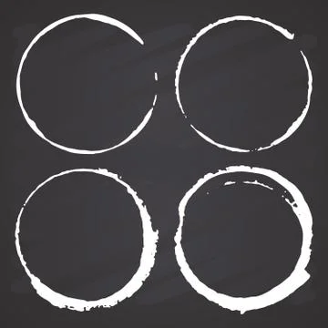Round Frames, grunge textured hand drawn elements set, vector illustration on Stock Illustration