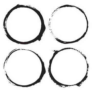 Round Frames, grunge textured hand drawn elements set, vector illustration Illustrazione stock