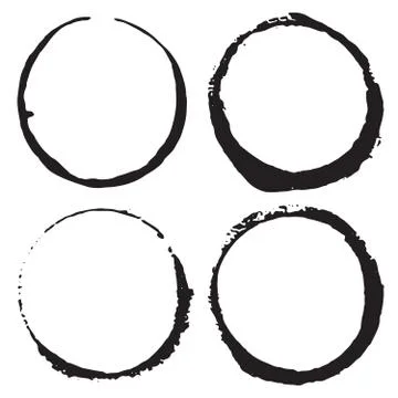 Round Frames, grunge textured hand drawn elements set, vector illustration 스톡 일러스트