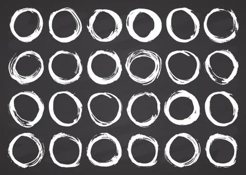 Round Frames, grunge textured hand drawn elements set, vector illustration on Stock Illustration