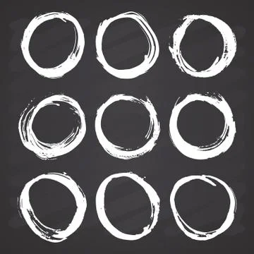 Round Frames, grunge textured hand drawn elements set, vector illustration on 스톡 일러스트