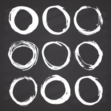 Round Frames, grunge textured hand drawn elements set, vector illustration on Stock Illustration