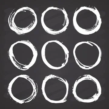 Round Frames, grunge textured hand drawn elements set, vector illustration on Stockillustratie
