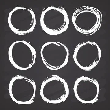 Round Frames, grunge textured hand drawn elements set, vector illustration on Illustrazione stock