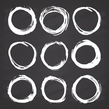 Round Frames, grunge textured hand drawn elements set, vector illustration on Illustrazione stock