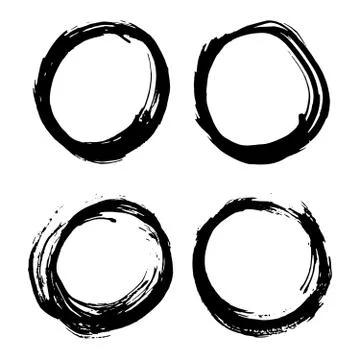 Round Frames, grunge textured hand drawn elements set, vector illustration Illustrazione stock