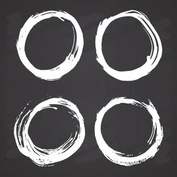 Round Frames, grunge textured hand drawn elements set, vector illustration on Stock Illustration