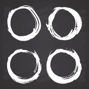 Round Frames, grunge textured hand drawn elements set, vector illustration on イラスト素材