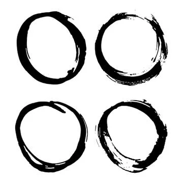 Round Frames, grunge textured hand drawn elements set, vector illustration Stock Illustration