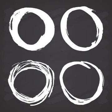 Round Frames, grunge textured hand drawn elements set, vector illustration on Stock Illustration