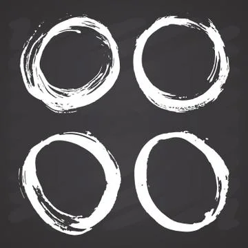 Round Frames, grunge textured hand drawn elements set, vector illustration on イラスト素材