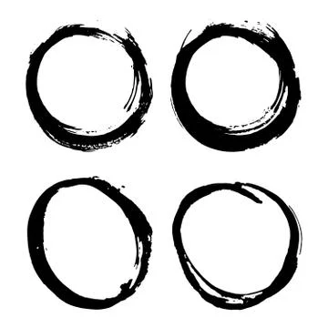 Round Frames, grunge textured hand drawn elements set, vector illustration Illustrazione stock