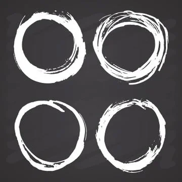 Round Frames, grunge textured hand drawn elements set, vector illustration on 스톡 일러스트