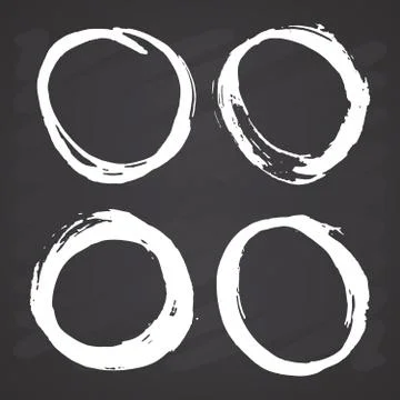 Round Frames, grunge textured hand drawn elements set, vector illustration on 스톡 일러스트