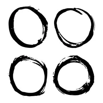 Round Frames, grunge textured hand drawn elements set, vector illustration Stock Illustration