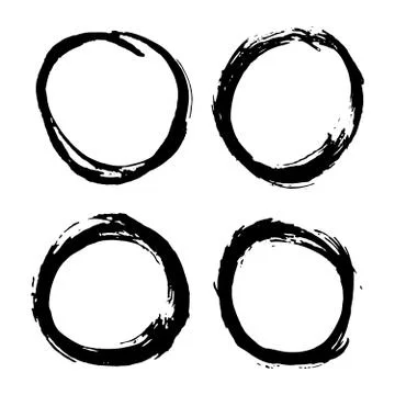 Round Frames, grunge textured hand drawn elements set, vector illustration 스톡 일러스트