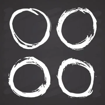 Round Frames, grunge textured hand drawn elements set, vector illustration on Stock Illustration