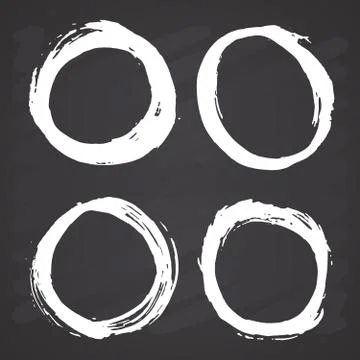 Round Frames, grunge textured hand drawn elements set, vector illustration on Illustrazione stock
