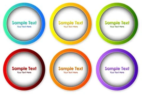 Round frames in six different colors 스톡 일러스트