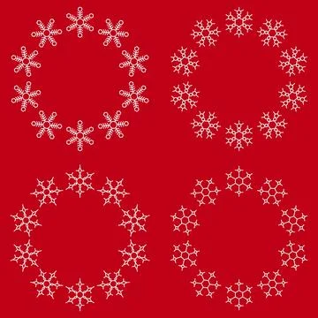 Round frames with snow symbols Illustrazione stock
