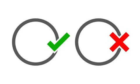 The round frames with Yes and No check marks. Vector illustration. Illustrazione stock