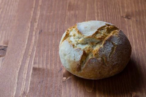 Round fresh bread bun Stock Photos