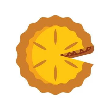 Round freshly baked pie missing one slice minimalist illustration Stock Illustration