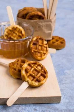 Round fried waffles Stock Photos
