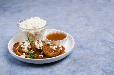 Round fried waffles Foto stock