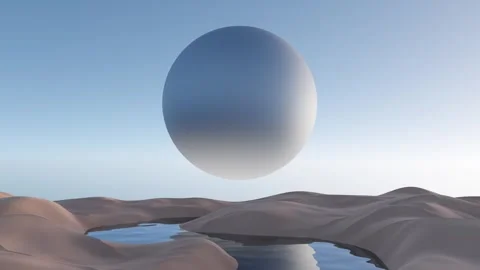 Round full moon rising over horizon. 3D render animation Stock-Footage 247173421