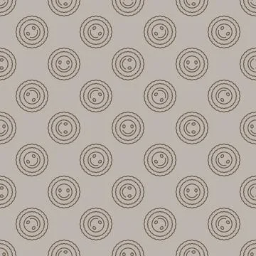 Round Funny Smiling Flower vector outline seamless pattern in Groovy style Illustrazione stock