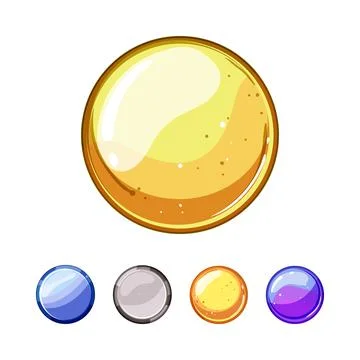 Round game button set offering multiple color choices Stock Illustration