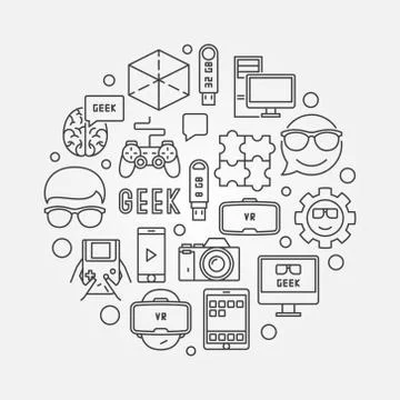 Round geek vector illustration Stock Illustration