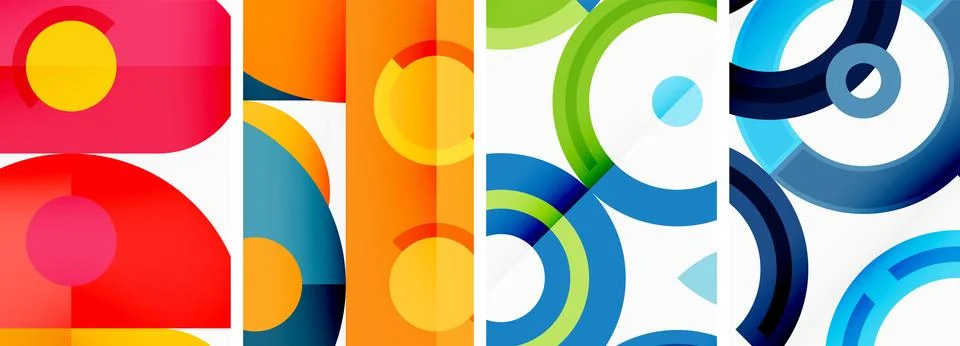 Round geometric elements and circles in background design for wallpaper Stock Illustration