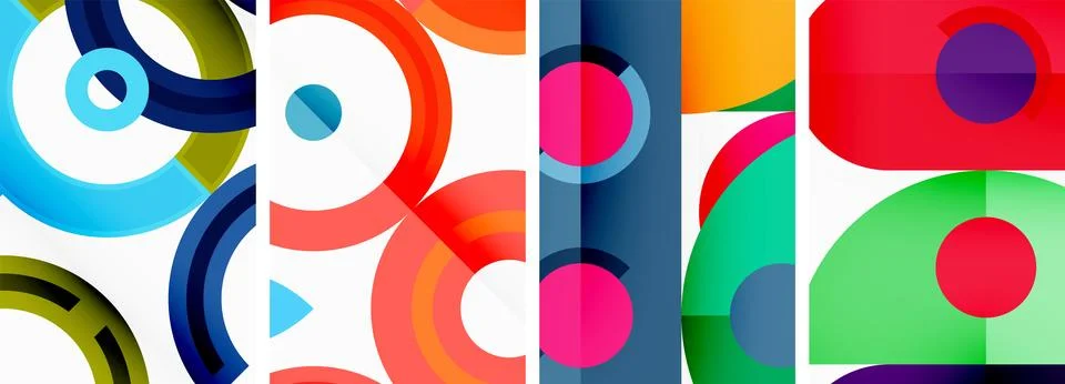 Round geometric elements and circles in background design for wallpaper Stock Illustration