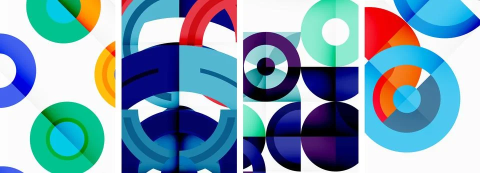 Round geometric elements and circles in background design for wallpaper Stockillustratie